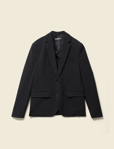 Blazer cintr&eacute; court col tailleur noir homme