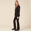 Blouse manches longues plissée noir femme