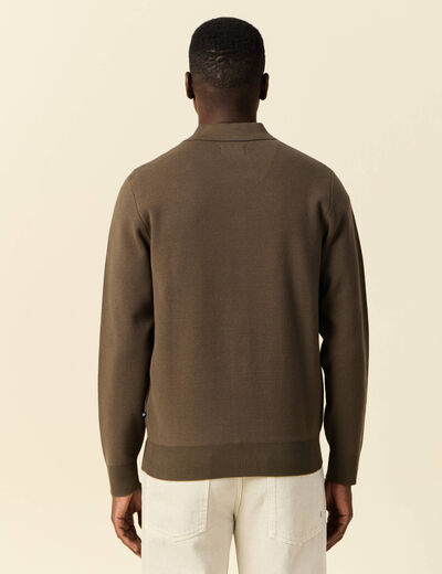 Gilet manches longues vert kaki homme