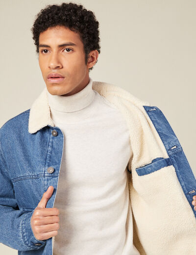 Veste droite en jean denim stone homme