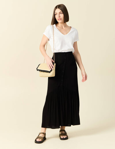 Jupe longue évasée noir femme