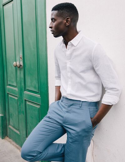 Chemise manches longues blanc homme