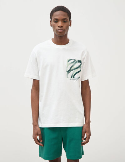 T-shirt ample en coton manches courtes ecru homme