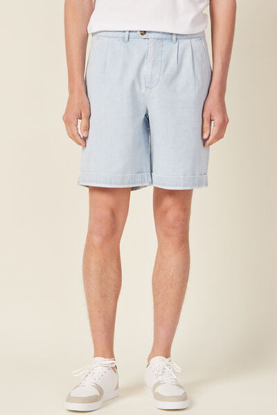 Bermuda droit en jean denim bleach homme
