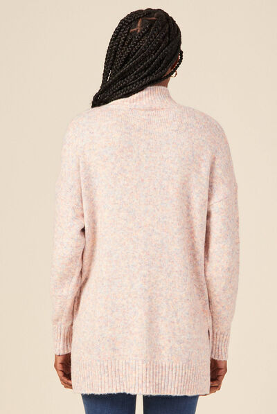 Pull long oversize orange foncé femme
