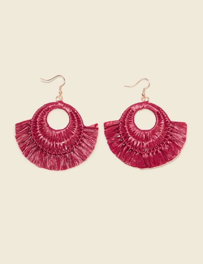 Boucles d'oreilles pendantes rouge foncé femme