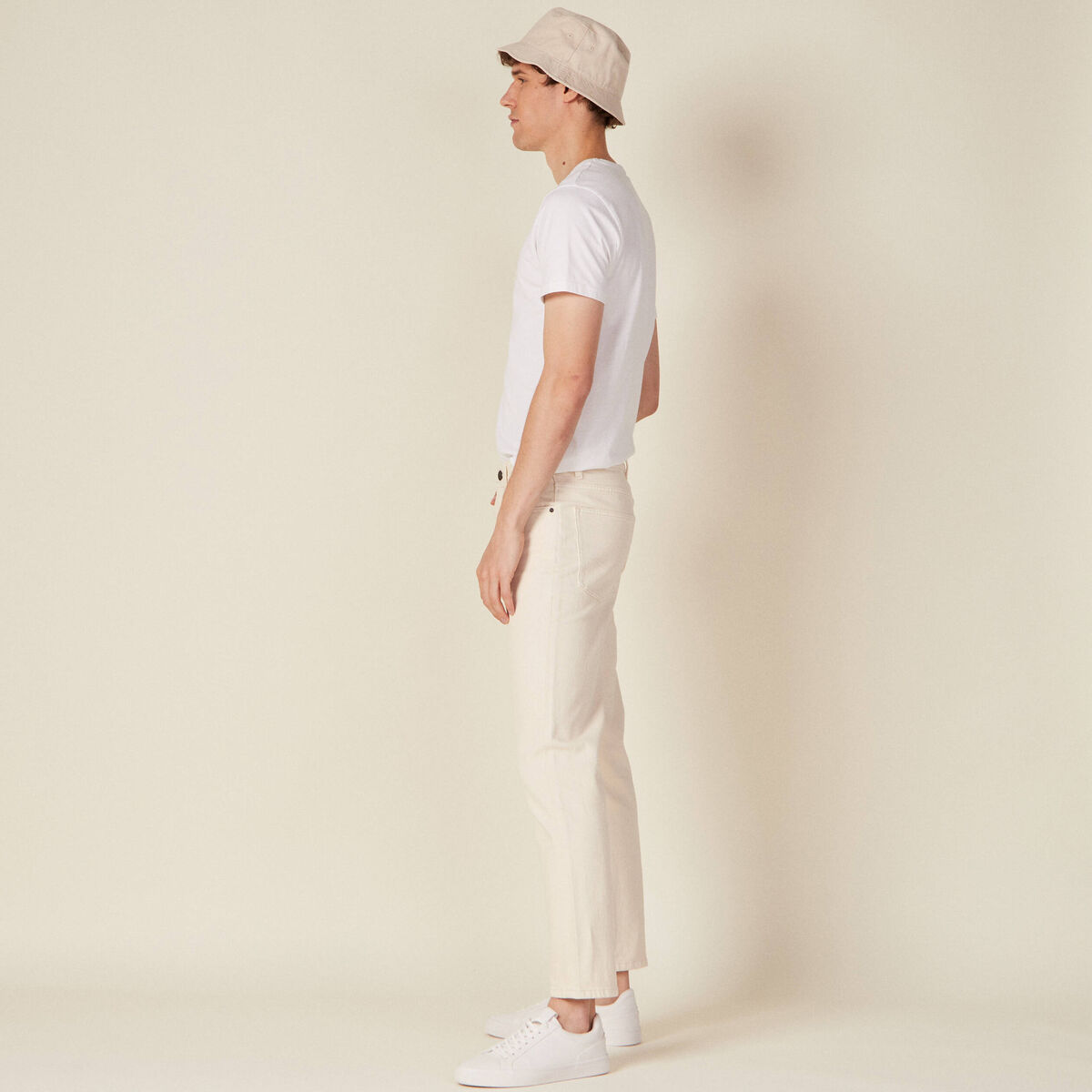 Jeans slim 5 poches denim blanc homme