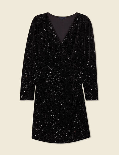 Robe cintrée sequins noir femme