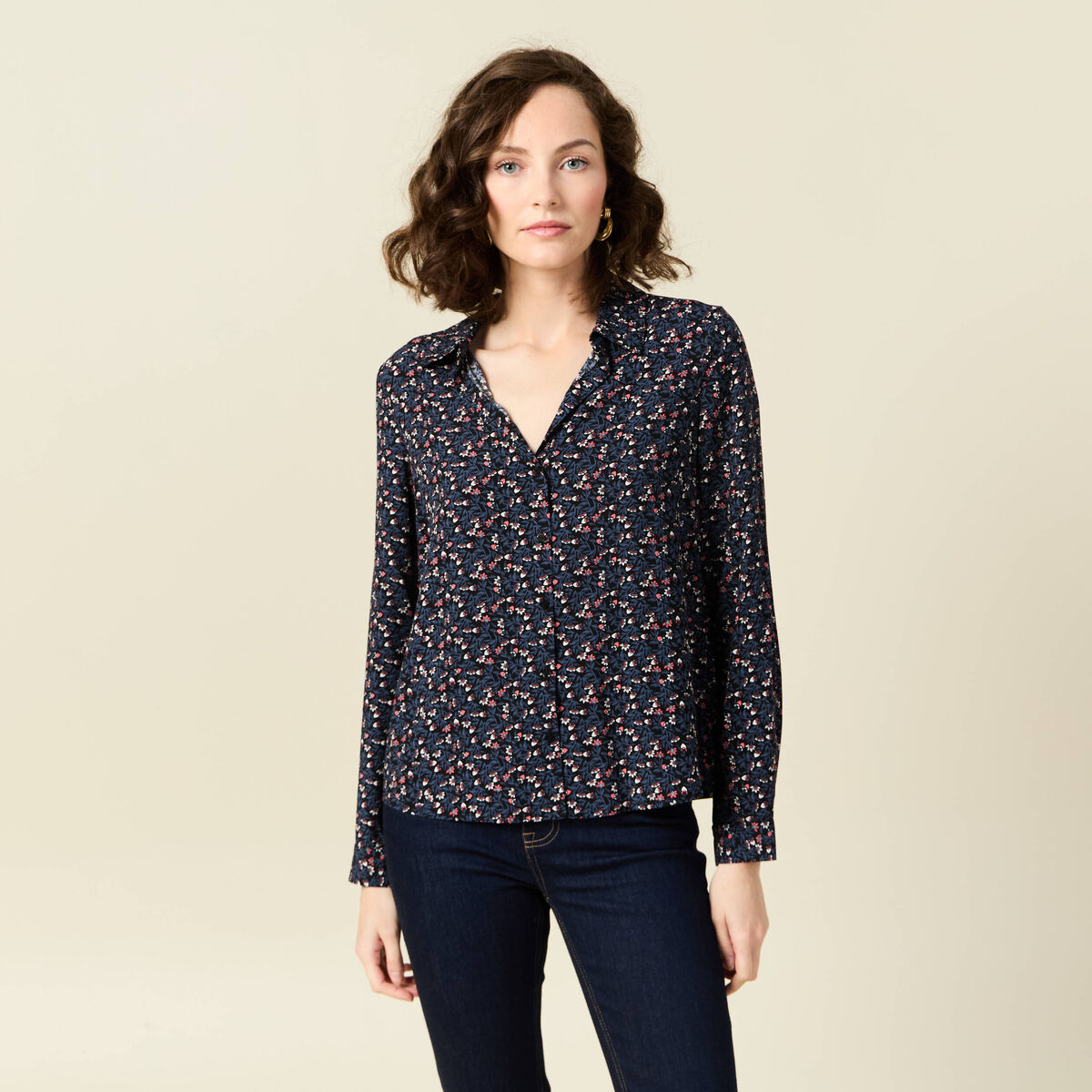 Chemise manches longues noir femme