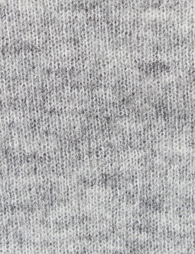 Pull manches longues col en V gris clair femme