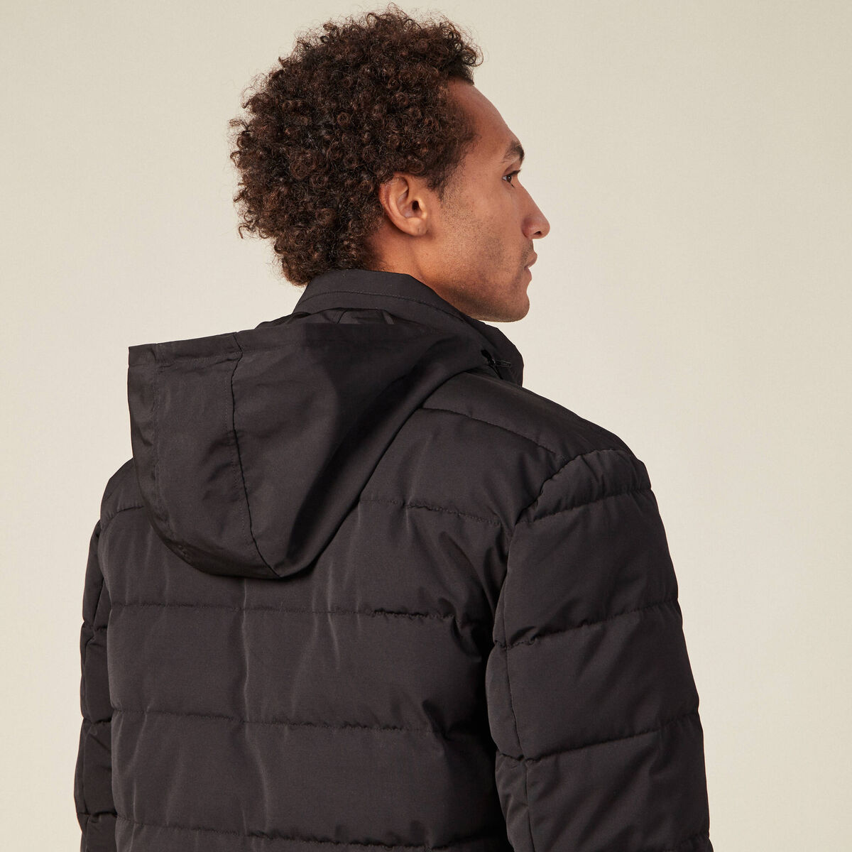 Doudoune à capuche cachée noir homme