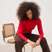 T-shirt cintr&eacute; manches longues rouge femme