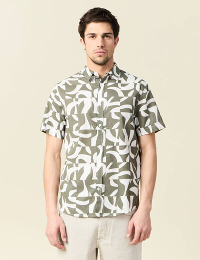 Chemise manches courtes vert kaki homme