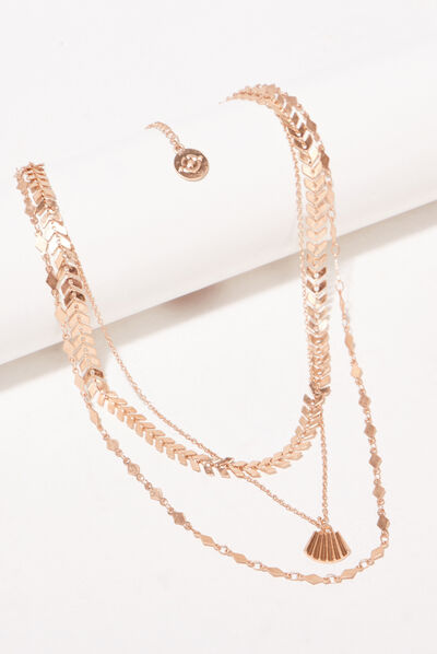 Collier multirangs couleur or femme