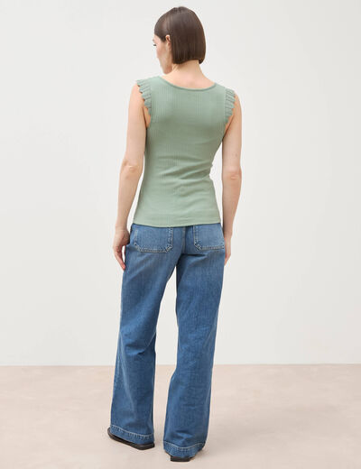D&eacute;bardeur bretelles larges vert kaki femme