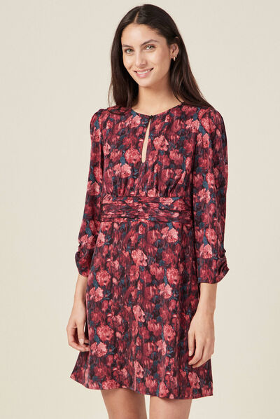 Robe droite manches 3/4 noir femme