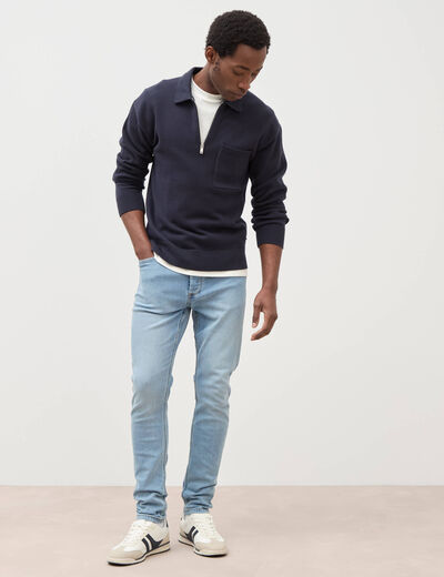 Jeans skinny tapered denim bleach homme