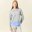 Pull manches longues gris clair femme