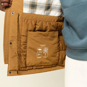 Parka droite à capuche doublée marron homme