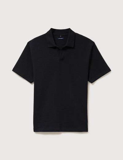 Polo droit col polo manches courtes noir homme