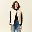 Veste su&eacute;dine sans manches creme femme