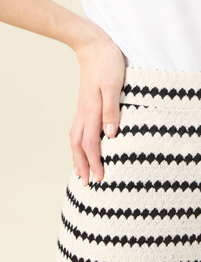 Pantalon large en tricot blanc femme
