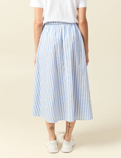 Jupe longue évasée en coton bleu ciel femme