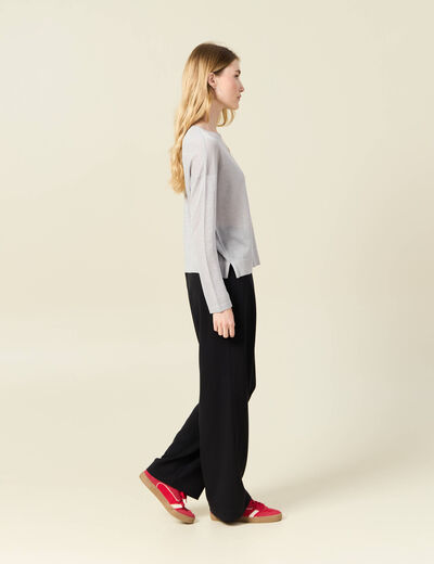 Pull manches longues gris clair femme