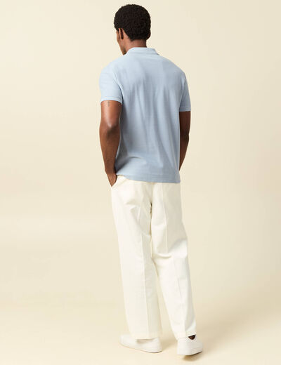 Polo cintr&eacute; manches courtes bleu gris homme