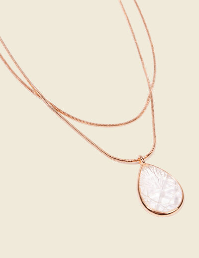 Collier 2 rangs à pendentif couleur or femme