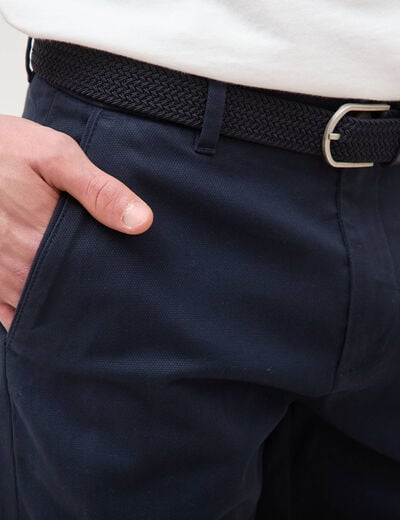 Pantalon straight longueur 32 ceinture bleu marine homme