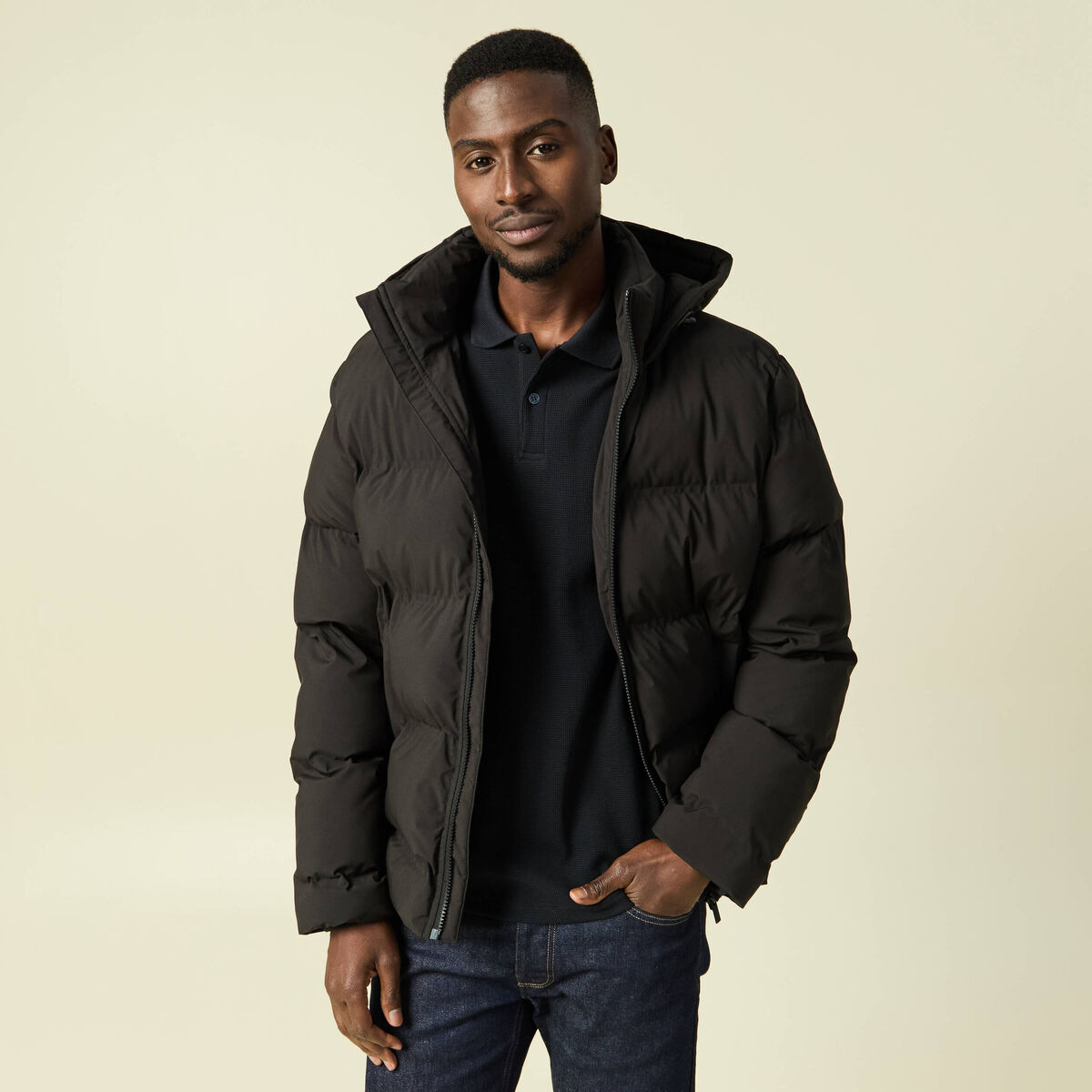 Doudoune avec capuche noir homme