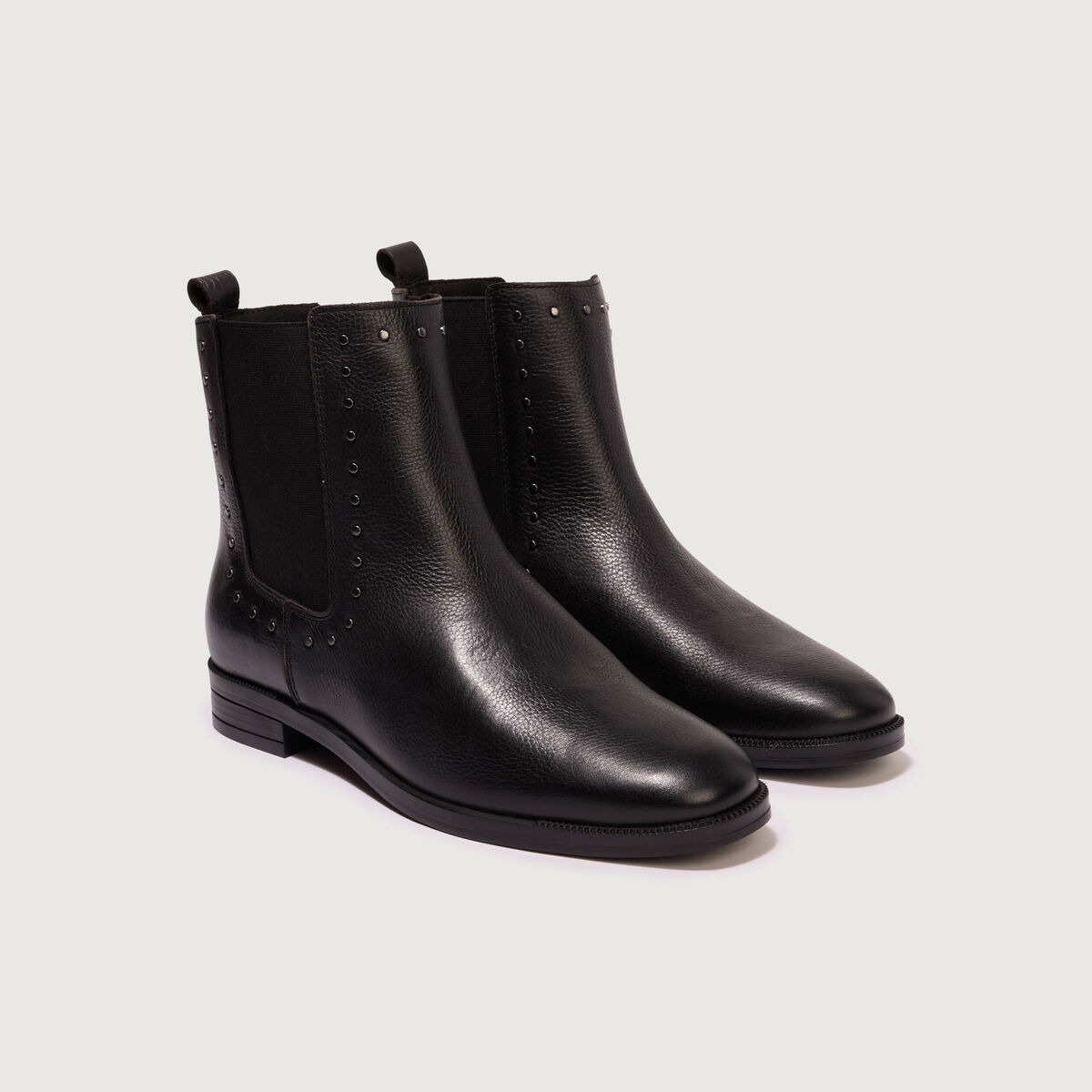 Bottines en cuir noir femme