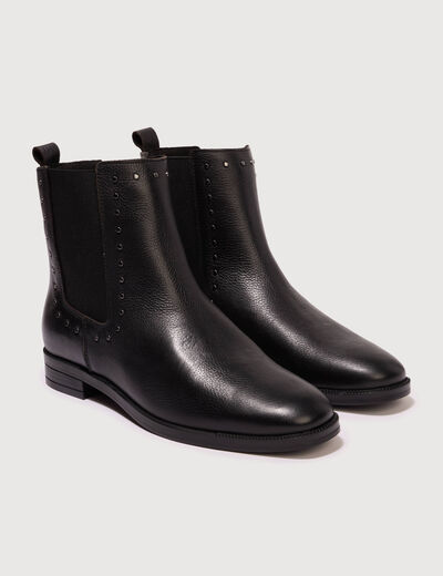 Bottines en cuir noir femme