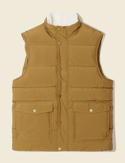 Doudoune droite sans manches beige homme