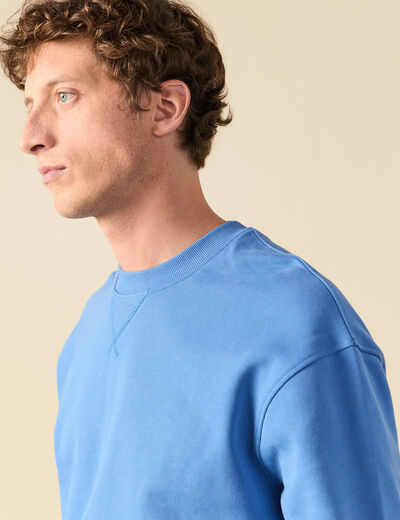 Sweat manches longues en coton bleu violet homme