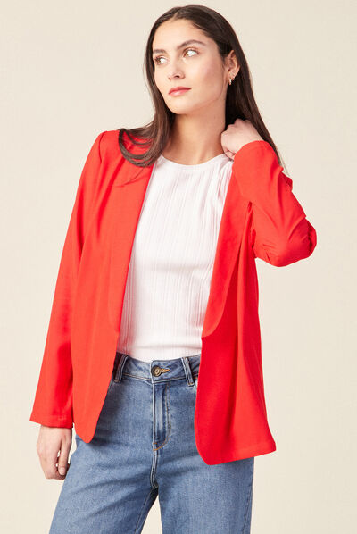 Veste blazer droite rouge femme