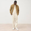 Pull col rond manches longues en coton ecru homme