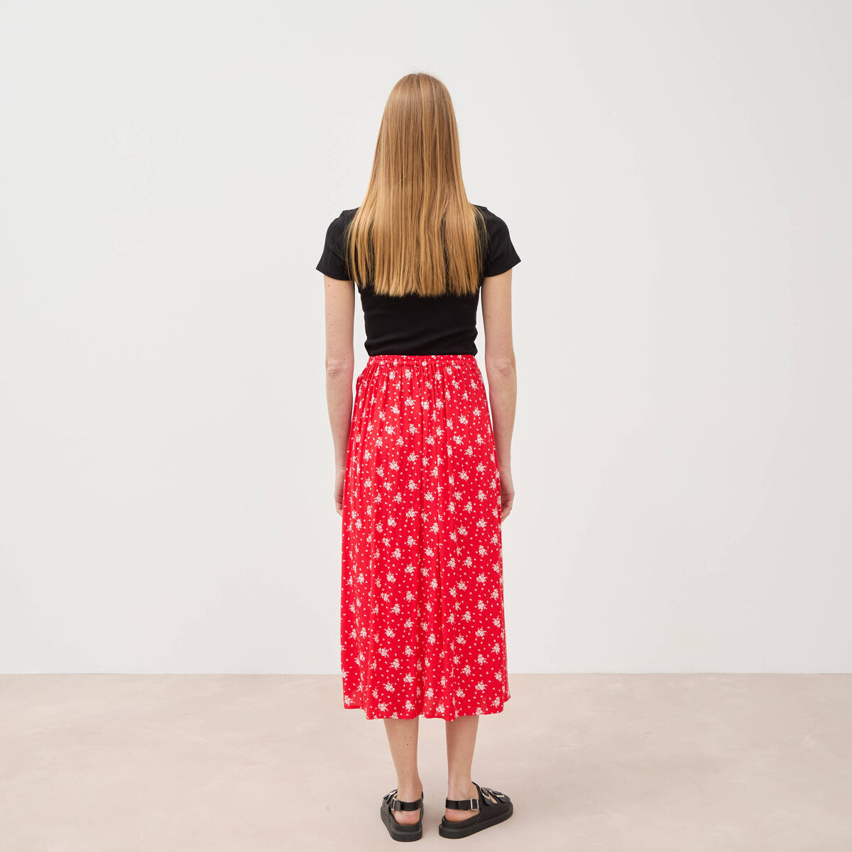Jupe fluide rouge femme