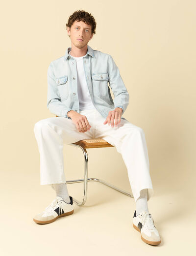 Jeans loose longueur 32 en coton denim blanc homme