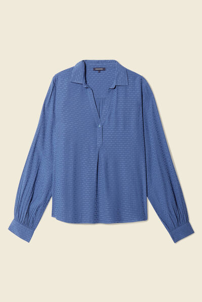 Blouse manches longues bleu ciel femme