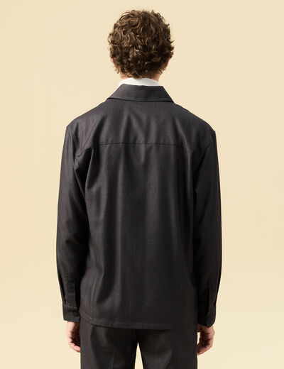 Surchemise col classique manches longues gris fonc&eacute; homme