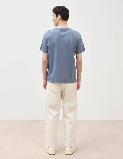 T-shirt en coton manches courtes bleu fonc&eacute; homme