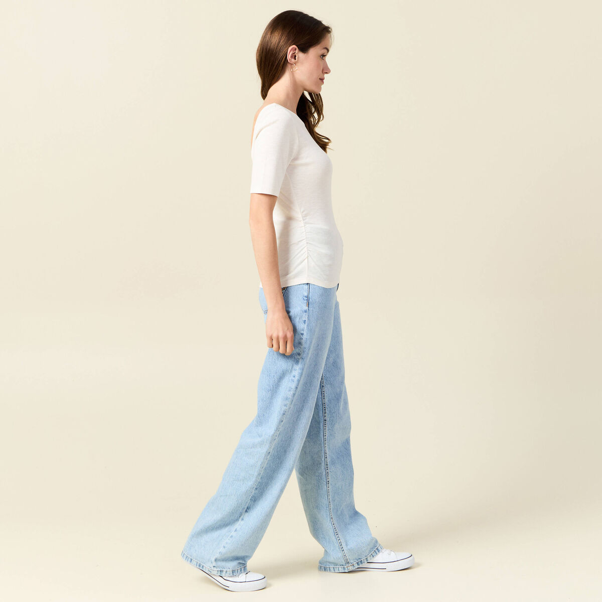 T-shirt manches courtes ecru femme