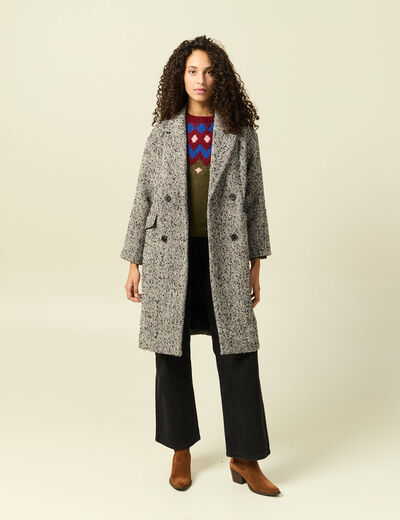 Pull col rond manches longues vert kaki femme
