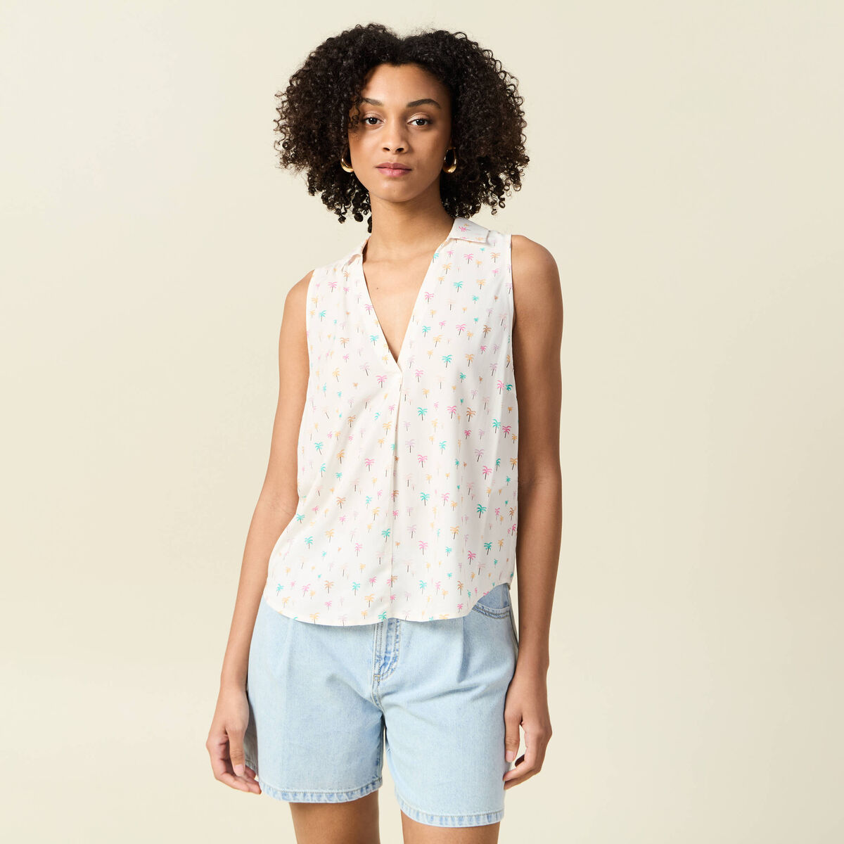 Blouse sans manches blanc femme