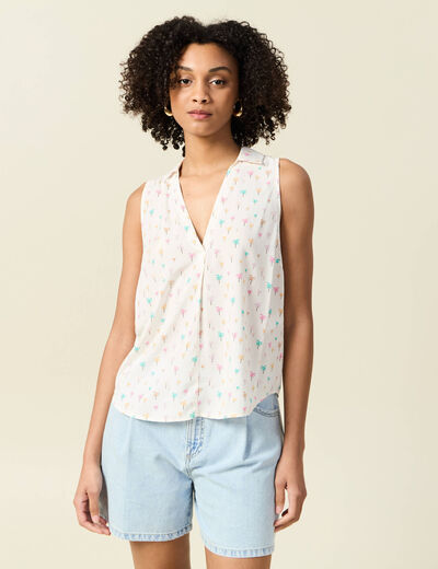 Blouse sans manches blanc femme