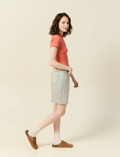 Polo manches courtes orange foncé femme