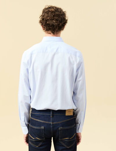Chemise droite courte col italien bleu ciel homme