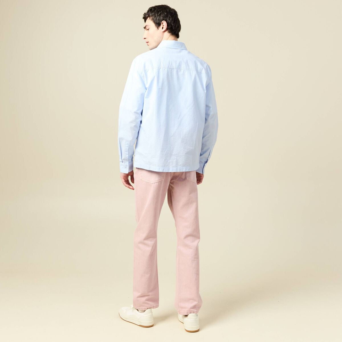 Chemise en coton manches longues bleu ciel homme